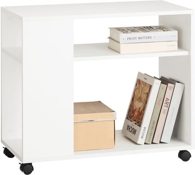 SoBuy FBT34-W Bijzettafel - Witte Compositiehout Salontafel met Zwenkwielen