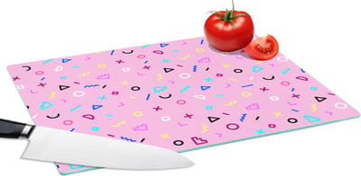 Glazen Snijplank - 39x28 - Design - Patronen - Roze - Jaren 80 - Snijplanken Glas