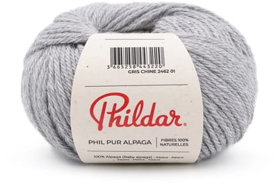 Phildar - Pur Alpaga- 100 % Baby Alpaca premium garen - Wordt per 5 stuks verkocht - Kleur : Gris Chine