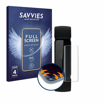 Savvies - Screenprotector voor Fitbit Inspire 2 - Folie Beschermfolie transparant volledig dekking 4 Stuks