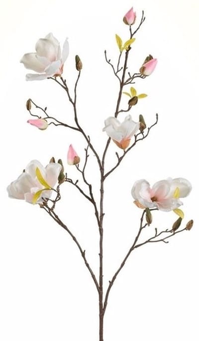 Emerald Kunstbloem Magnolia tak - 105 cm - creme wit/roze - Kunst zijdebloemen
