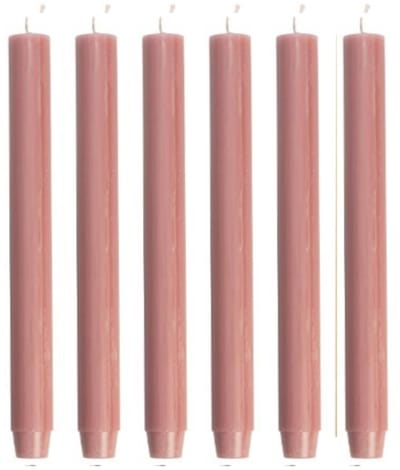 Cactula | Dinerkaarsen - Dikke kaarsen - Oud Roze - 30 x 2.6 cm - 6 stuks - 20 Branduren