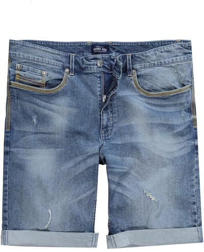 John F. Gee - Heren - Jeans-bermuda contrasten 5-pocket - Blauw denim - Maat 52