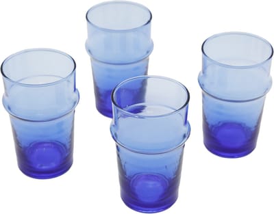 Glazenset – koffie thee cappuccino espresso macchiato, theeglazen & dessert - set van 4 blauw