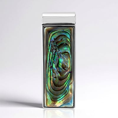 Cavill - Zilveren Hanger 925 Sterling - Abalone Schelp 28x10 mm - Modern Rechthoekig Design - Oceaansfeer Dames Sieraad