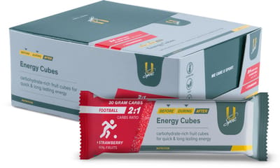 U-Sport Energy Cubes Football - Strawberry - 30g Koolhydraten - 12 zakjes - Voetbal Energie - Aardbei