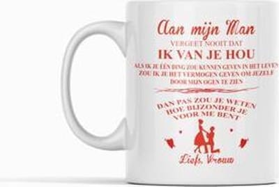Passie voor Stickers Witte koffie mok / beker: Aan mijn man vergeet nooit dat ik van je hou