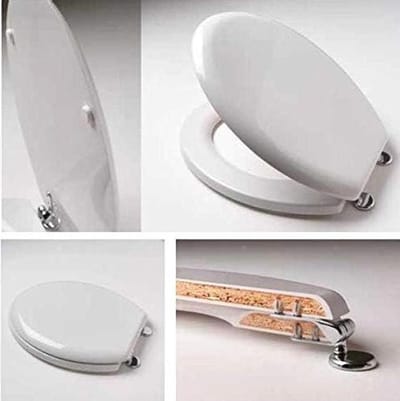 Toiletbril Hout - WC Deksel - Badkamer Vernieuwen - Gecoat Polyester - Standaard Maat - Zwart