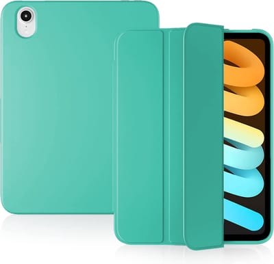Casemania Hoes Geschikt voor Apple iPad Mini 2024 (8.3 inch) - Turquoise - Tri Fold Tablet Case - Smart Cover