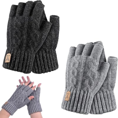 Vingerloze Handschoenen voor Winterse Buitenactiviteiten - 2 Paar, Warm en Comfortabel, Geschikt voor Diverse Maten