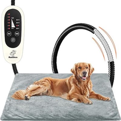 Verwarmingskussen voor Honden- XL – 6 Temperatuurstanden (30–55 °C), 4-Timer Opties & Thermostaat – Elektrische Warmtemat voor Katten en Honden, Oververhittingsbeveiliging & Wasbare Hoes