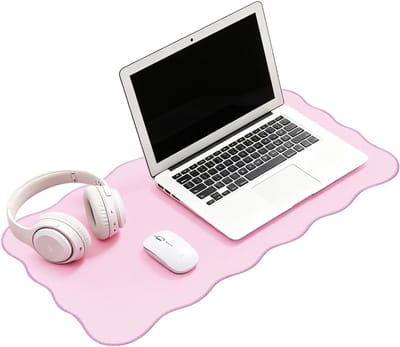 Grote Desk Mat 80 x 40 cm voor Laptop en Muismat, Waterdichte en Krasbestendige Tafelbescherming voor Thuis en Kantoor (Roze)