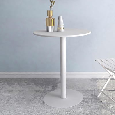 Salontafel Bijzettafel - Ronde Bartafel - Woonkamer Balkon - Volledig Metaal - 40x40x50cm - Wit