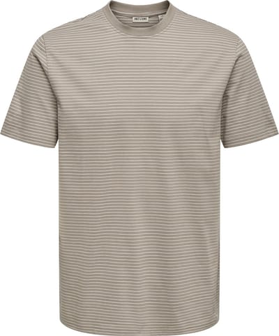 Only & Sons T-shirt Onsfred Life Rlx Ss Stripe Tee Noos 22036384 Desert Taupe/gardenia Mannen Maat - L