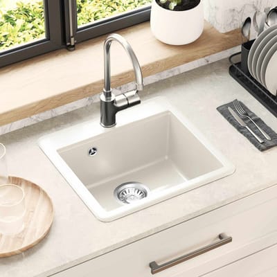 vidaXL - Wasbak - 80% - Kwarts - en - 20% - Hars - 470 - x - 440 - mm - Wit