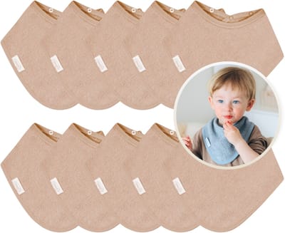 Funnies Bandana Slabbetjes 10 Stuks Pinkstone - Set van 10 Zachte Slabbetjes - Kwijldoekjes - Spuugdoekjes - Gemaakt van 100% Katoenen Badstof - Absorberend, Zacht en Makkelijk Wasbaar - Ideaal voor Baby’s bij Voeden, Kwijlen en Spugen