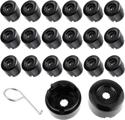 Wielmoerkappen voor VW Transporter T5 T6 2003-2020, Set van 20 Zwarte Kappen met Trekker, Bescherming en Stijl