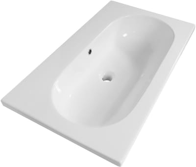 Brauer Moon Wastafel - 80 cm - met 1 Spoelbak en 0 Kraangaten - Keramiek Hoogglans Wit