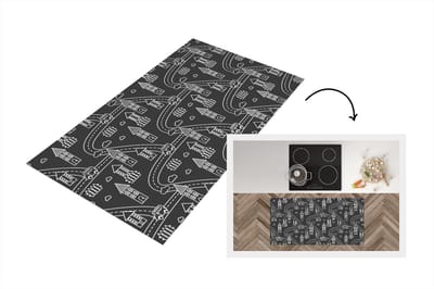 Keukenloper - Loper keuken - Patronen - Huis - Auto - 120x60 cm - Keukenloper vinyl
