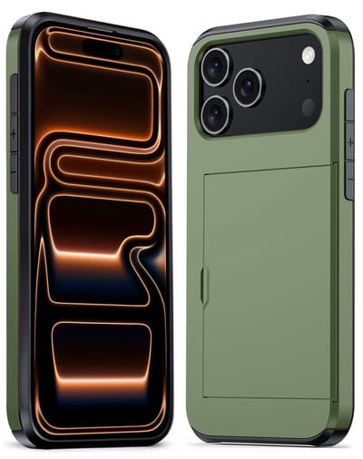 Hoesje Geschikt voor iPhone 17 Pro / 18 Pro Hoesje Pasjeshouder Shockproof Hard Case - Hoesje Geschikt voor iPhone 17 Pro / 18 Pro Hoes Met Kaarthouder - Donkergroen