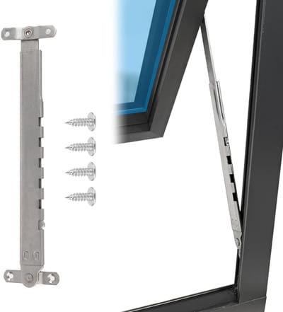 Dailygoods- Vensterondersteuning RVS - Raamondersteuning - Telescopische Stand - Winddicht - Inclusief Schroeven - Afmetingen 28x6 cm - Raamsteun