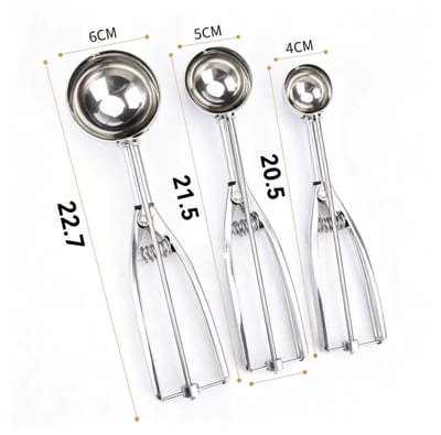 longziming -3 Stuks RVS Fruit-IJslepels: 4cm/5cm/6cm, Ideaal voor Watermeloen & Ijsbolletjes
