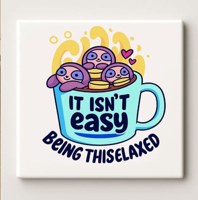 Relaxte Luiaards Tegel – “It Isn’t Easy Being This Relaxed” Schattige Luiaards in Mok Design – 15x15 cm Keramische Wanddecoratie – Leuk Cadeau voor Luiaardliefhebbers & Woondecoratie