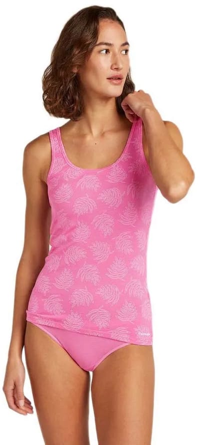 Icebreaker Merino 150 Siren Fresh Ferns Aop Mouwloos Basislaag Roze M Vrouw