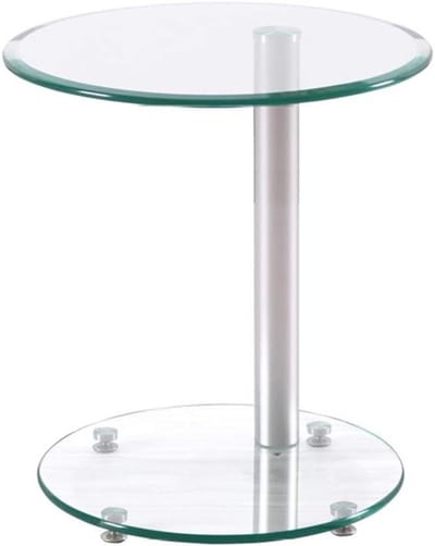 Ronde bijzettafel - Nachtkastje bijzettafel - Woonkamer decoratie - Explosieveilig glas - 44.5x44.5x49.5cm - Transparant