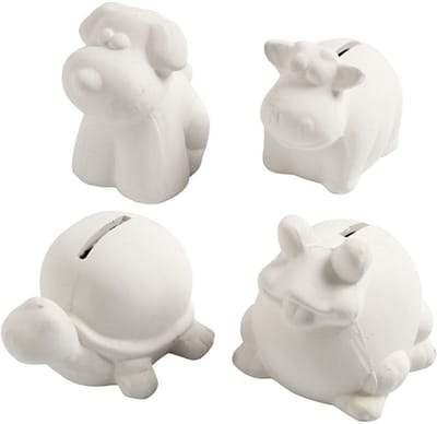 Creativ Company Terracotta Spaarpotten Dieren 10 cm 4 stuks