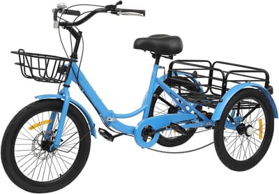 Inklapbare Driewieler Volwassenen - Driewieler Ouderen - Boodschappen Doen - 7 Versnellingen - 1.75m - Blauw
