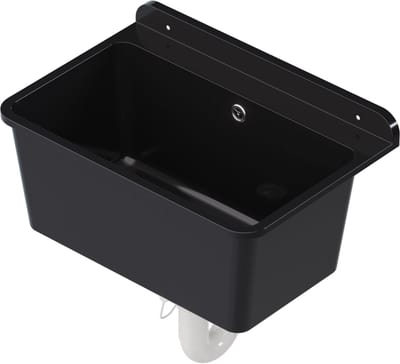 QLS Gootsteen Zwart 61x41x23 cm van Kunststof - Inclusief Sifonset - voor Garage en Wasruimte 10877