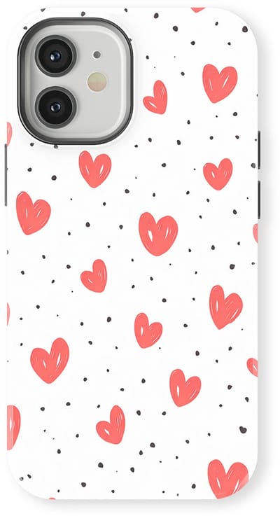 Tough Hoesje met Hartjes geschikt voor iPhone 12 | Little Love Tough Case Geschikt voor Mag | Hartjes Print Backcover geschikt voor iPhone 12 Cherry Hearts