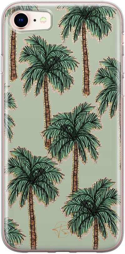 Hoesje geschikt voor iPhone SE (2020) - Palmbomen - Soft Case - TPU - Natuur - Groen - Mooie Telefoonhoesjes