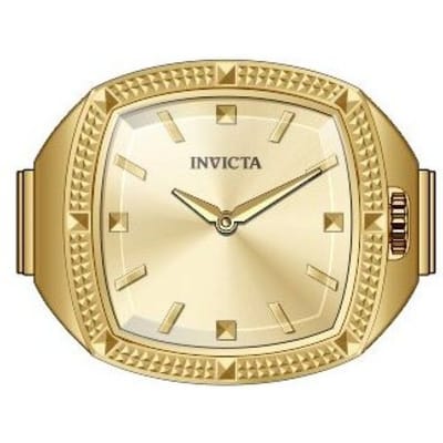 Invicta Mini Ring 50638 Dameshorloge - Quartz Uurwerk - Roestvrij Staal met Gouden Wijzerplaat - 23 mm