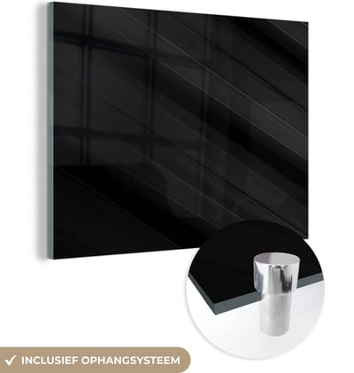MuchoWow® Glasschilderij 160x120 cm - Schilderij acrylglas - Zwart - Grijs - Design - Textuur - Foto op glas - Schilderijen