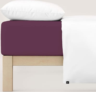 schlafgut Jersey Pure hoeslaken extra hoog - Eenpersoons S - 90x190 - 100x220 542 Purple Deep