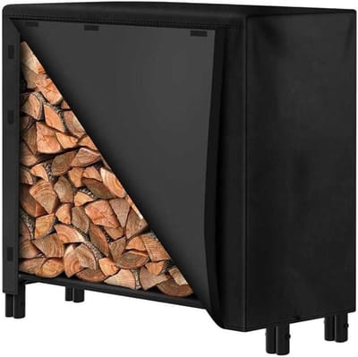 Brandhoutafdekking - Log Storage - Hout Droog Houden - Geventileerd Ontwerp - 122 x 61 x 107 cm - Zwart