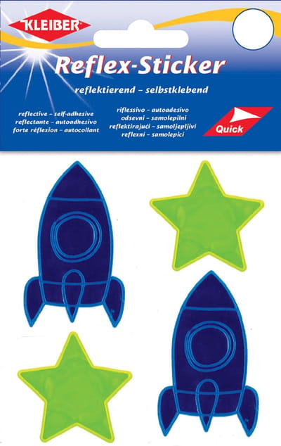 Reflecterende Stickers 'Ster & Raket', geel/blauw