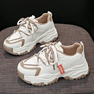 Papa Schoenen Lente Nieuw Dikkere zool Hoogteverhogende Damesschoenen Leer Casual Schoenen Kindersportschoenen 40 gray
