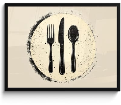 Poster in lijst - Fotolijst 70x50 cm - Posters - Zwart - Bestek - Rondje - Posterlijst zwart - Decoratie - Wanddecoratie woonkamer - Muurdecoratie slaapkamer