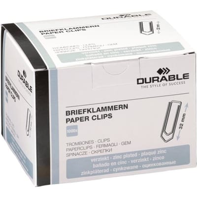 Durable - Paperclips Verzinkt - 32 mm - 1000 stuks