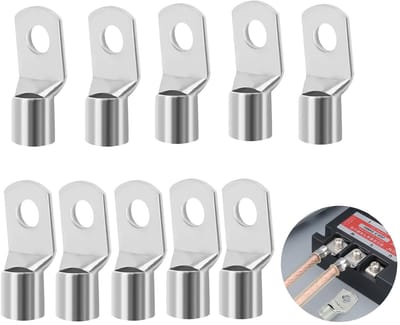 10 stuks buiskabelschoenen, 50 mm², M8, niet geïsoleerd, krimpkabelschoenen SC50-8, van vertind koper, kabelconnector, krimpkabelschoenen 50 mm², ring voor auto, batterij, zonnepanelen, knutselen