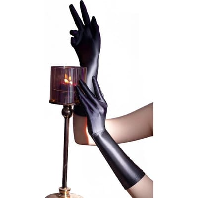 Sexy Dames Elastische Olie Glanzende Lange Vingerhandschoen Vlekbestendig Glad Glanzend Zonnebrand Lange Handschoen Rijden Dans Cosplay Meisjeshandschoen M black