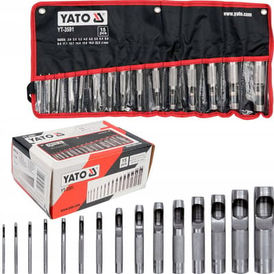 Yato Leren Ponsset 15 Delig - Rond Gat - 2-22 mm