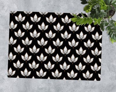 Coloray Vloerbeschermer - Elegante lelies Vloerbeschermer Bureaustoel - 100x70 cm - Zwart-wit Vloerbeschermer Groot - Vloerbeschermer Bureaustoel Tapijt - PVC Vloerbeschermer - Rechthoekige Mat - Abstracties Thema