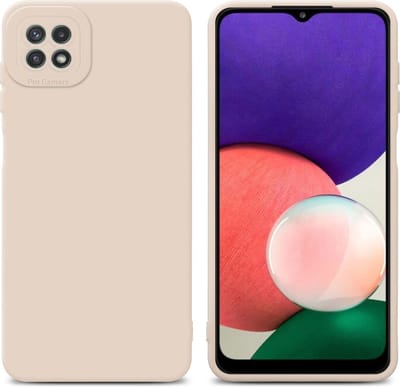 Cadorabo Hoesje geschikt voor Samsung Galaxy A22 5G in FLUID CREAM - Beschermhoes gemaakt van flexibel TPU silicone Cover Fluid Case
