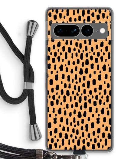 Case Company® - Hoesje met koord geschikt voor Google Pixel 7 Pro hoesje met Koord - Panter - Telefoonhoesje met Zwart Koord - Bescherming aan alle Kanten en Over de Schermrand