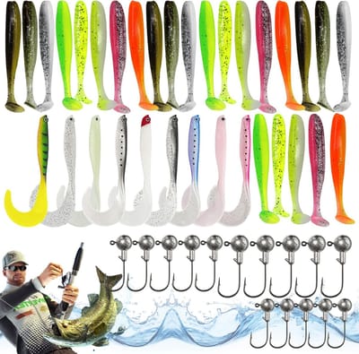48-delige Vissen Set met Jigs en Aas (9cm/12cm) voor Snoek, Baars en Zander - Lichtgewicht en Makkelijk mee te nemen