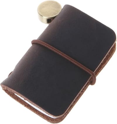 WiseGoods Leren Reisdagboek - Mini Travelers Notebook met Leren Cover - Notitieboekje voor Onderweg - Cadeau - Zwart